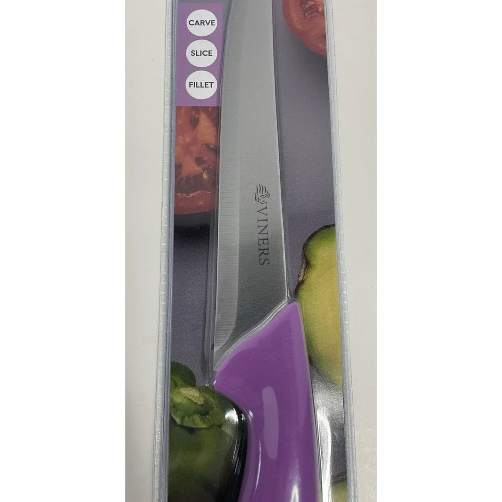 Viners Vivid 8 Inch Carving Knife‎ Stainless Steel Blade, Purple, NEW